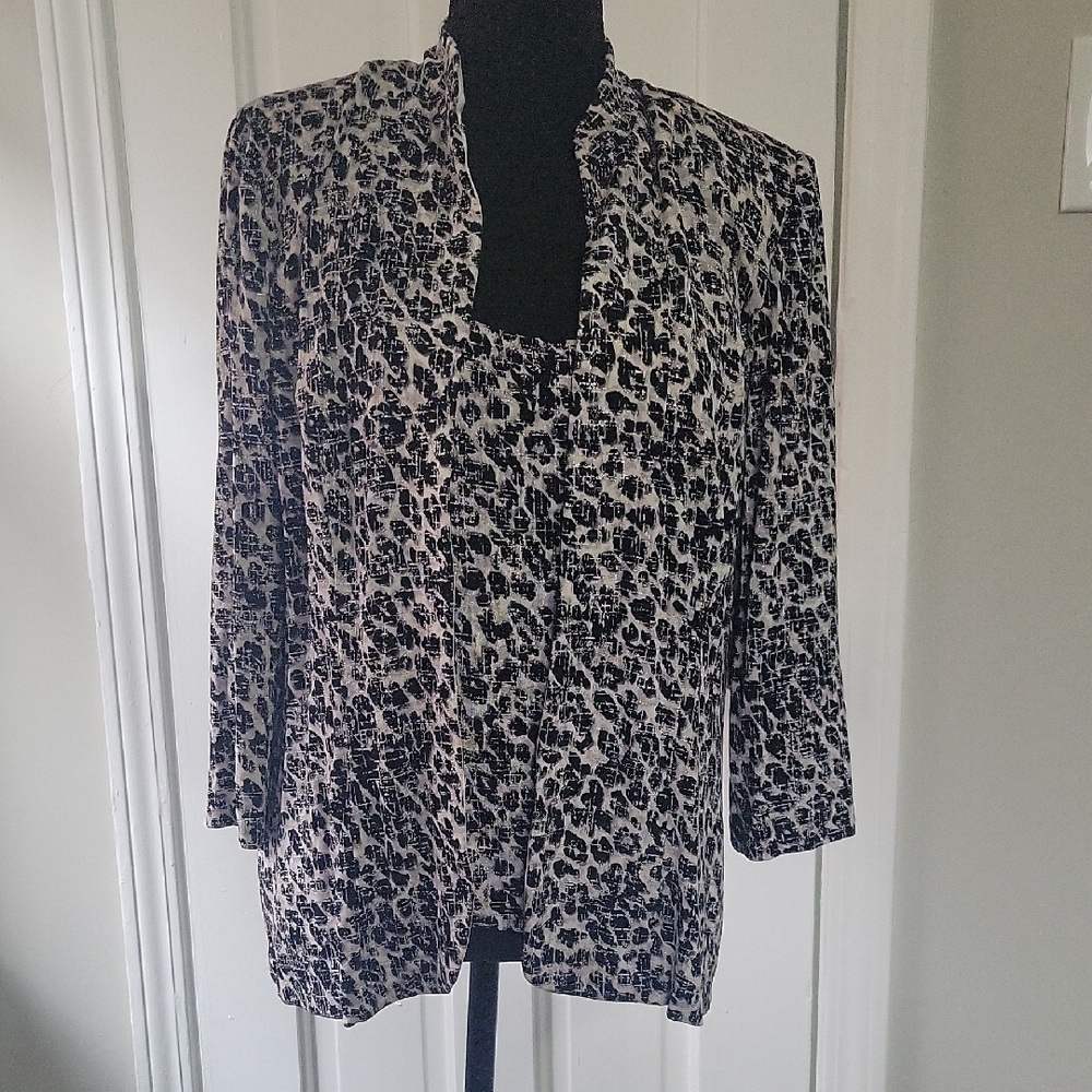 Vintage Black and White Women's Jacket With Matching Tank